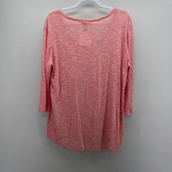 BKE Core Coral White Heathered‎ Henley Top - Picture 2 of 2